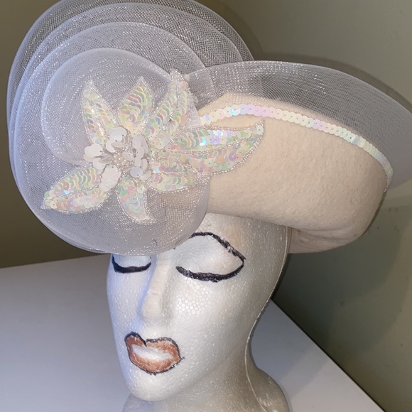 Mr.Hi’s Ivory Wool Church Dress Hat main image 5